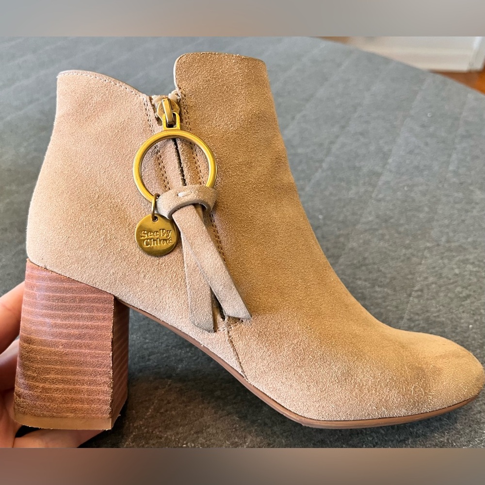 SEE BY CHLOE EU 39.5 Fits Like US 9 Louise Tan Suede Ankle Boots